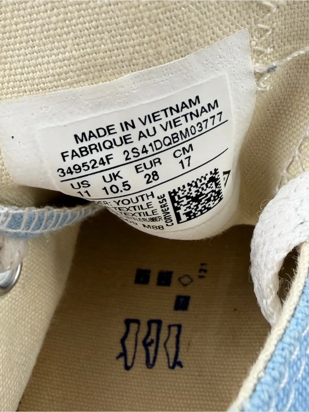 Converse Kid’s Chuck Taylor AS - SZ 11C- Lite Blue Canvas Low Top Sneakers Shoes